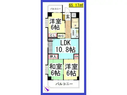 コルビュジェ湘南台(3LDK/1階)の間取り写真