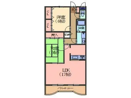 ファミーユすなご(2LDK/2階)の間取り写真