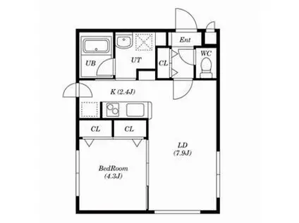 RILASSA西町南(1LDK/2階)の間取り写真