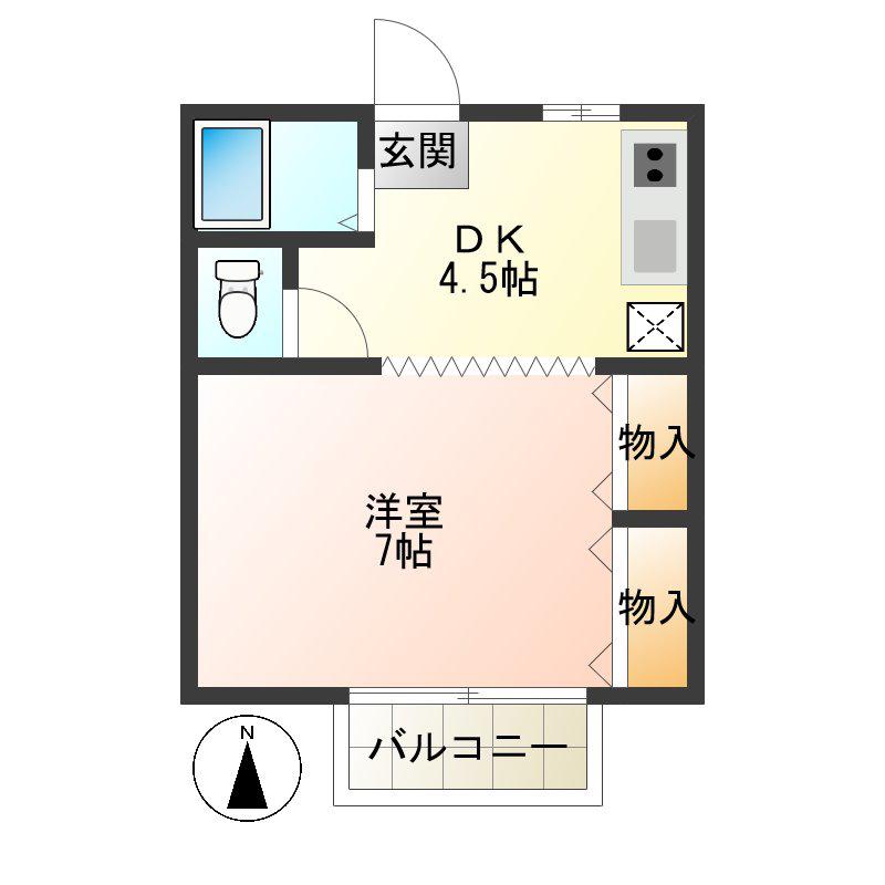 コーポ東海林(1DK/2階)の間取り写真