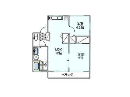 北斗シャトーA(2LDK/1階)の間取り写真