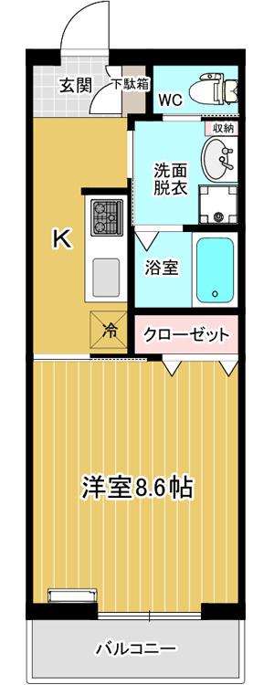 グランアーブル春日(1K/3階)の間取り写真