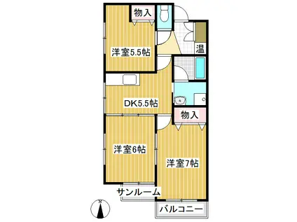 新田ツインズ(3DK/1階)の間取り写真
