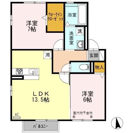 フレンドOSD(2LDK/2階)の間取り写真