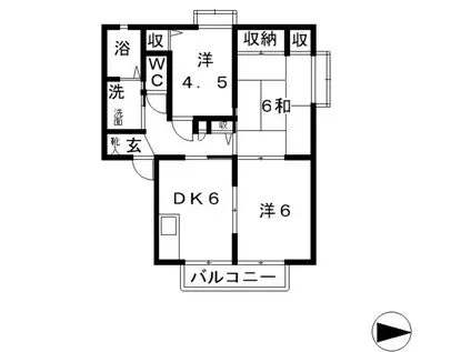 ソレイユ C(3DK/1階)の間取り写真