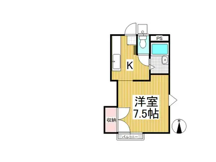 ハイデンス石神(1K/1階)の間取り写真