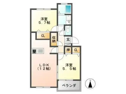 加藤ビルI(2LDK/4階)の間取り写真