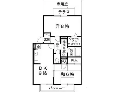 ニューリバーサイド八尾南(2LDK/1階)の間取り写真