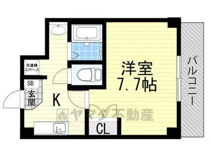 シャンヴェルジェ豊中Ⅱ(1K/1階)の間取り写真