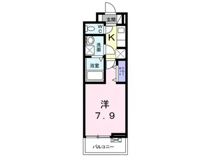 グランツ東生駒(1K/3階)の間取り写真