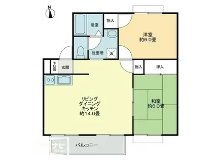 フォブール吉峰 A棟(2LDK/2階)の間取り写真
