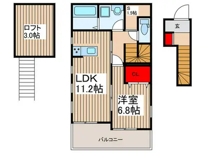 大谷口 K・S ハウス(1SLDK/2階)の間取り写真