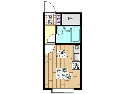 ベルピア竹の塚(ワンルーム/1階)の間取り写真
