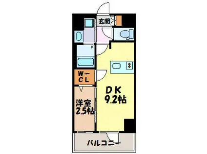 エステムコート名古屋新栄IIアリーナ(1DK/10階)の間取り写真