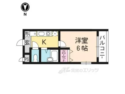 地下鉄烏丸線 今出川駅 徒歩12分 3階建 築26年(1K/2階)の間取り写真