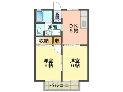 HKガーデン A棟(2DK/2階)の間取り写真