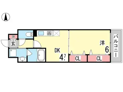 エスペランサ御影II(1DK/2階)の間取り写真