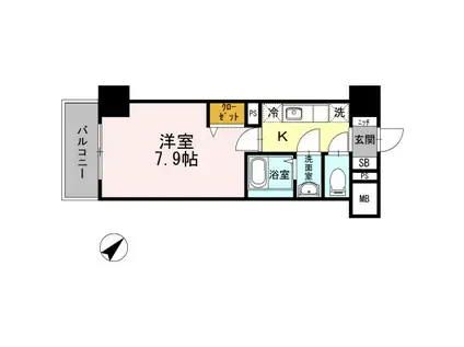 JP NOIE 早稲田(1K/7階)の間取り写真