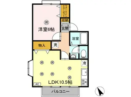 ルマージュ B(1LDK/1階)の間取り写真