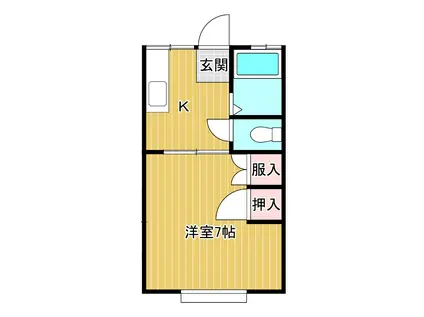 シティハウス(1K/2階)の間取り写真