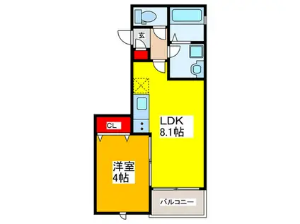GRACIASCOURT俊徳道(1LDK/1階)の間取り写真