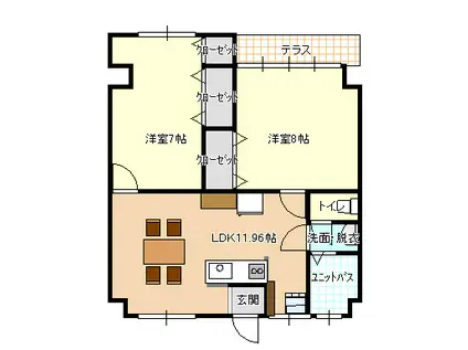 アジュール間明(2LDK/5階)の間取り写真