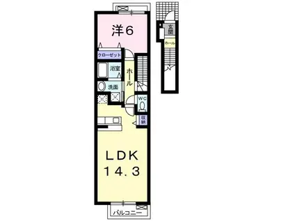 テル・ソレイユI(1LDK/2階)の間取り写真