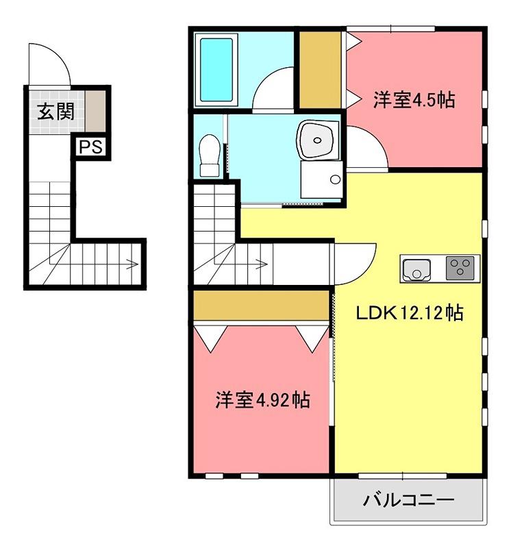 リアンS(2LDK/2階)の間取り写真