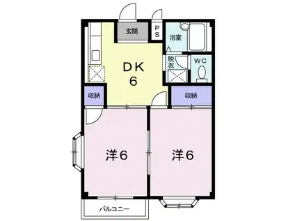 エルディムグレース(2DK/2階)の間取り写真