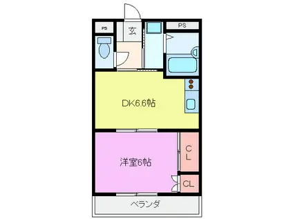 サンヒルズ鈴鹿(1DK/1階)の間取り写真