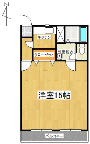 ブールバール(1K/3階)の間取り写真
