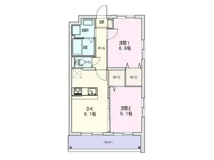 CINQ BLANC(2DK/2階)の間取り写真