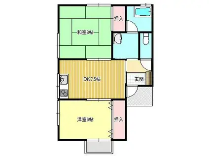 コーポ二日市II(2DK/2階)の間取り写真