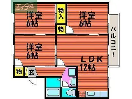 ラ・ポール90(3LDK/2階)の間取り写真