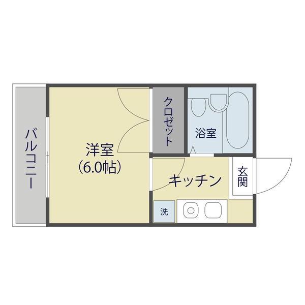 ヒルズ神山(1K/3階)の間取り写真