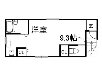 アシケンハイツ東棟(1K/2階)の間取り写真