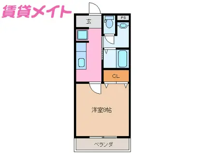 近鉄山田線 伊勢中川駅 徒歩18分 2階建 築27年(1K/1階)の間取り写真