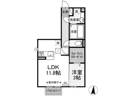 クレシェンテHR(1LDK/1階)の間取り写真