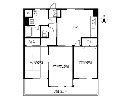 第二 クレッシェンド戸川(3LDK/4階)の間取り写真