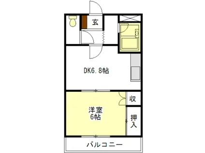 サンタプレイス(1DK/1階)の間取り写真