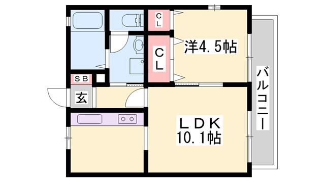メゾンフリューゲル B棟(1LDK/1階)の間取り写真