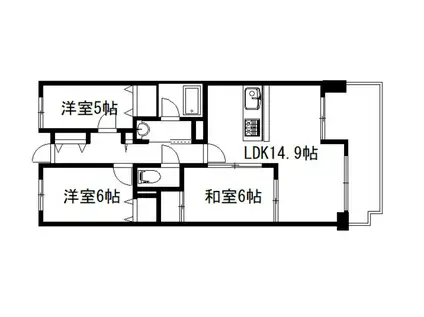 グランデュール鴨川I番館(3LDK/5階)の間取り写真
