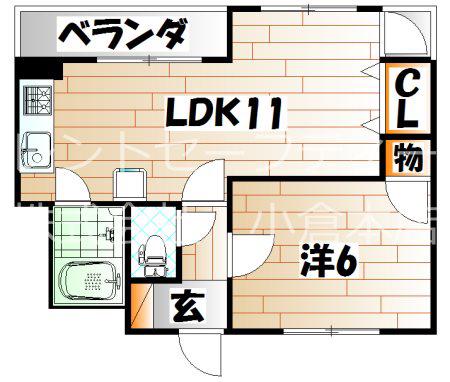 小倉林ビル(1LDK/3階)の間取り写真