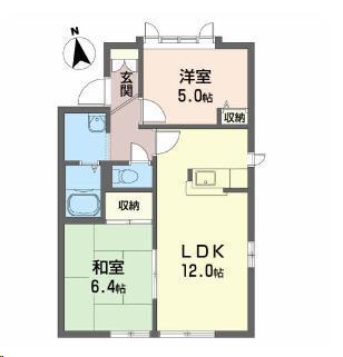 コートハイネスB(2LDK/1階)の間取り写真