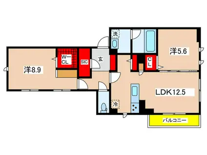 SPACIOUS日吉(2LDK/2階)の間取り写真