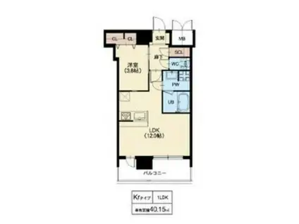 スプランディッド十三本町(1LDK/15階)の間取り写真