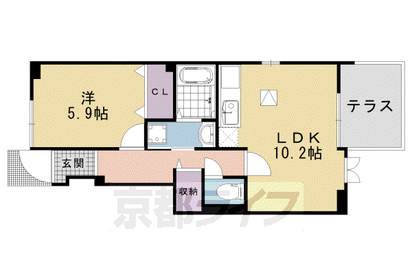 花のワルツ嵯峨(1LDK/1階)の間取り写真