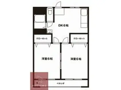 石之マンション(2DK/2階)の間取り写真