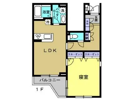 ドゥミルレジデンス(1LDK/1階)の間取り写真
