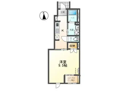 ウエスト アクア(1K/1階)の間取り写真